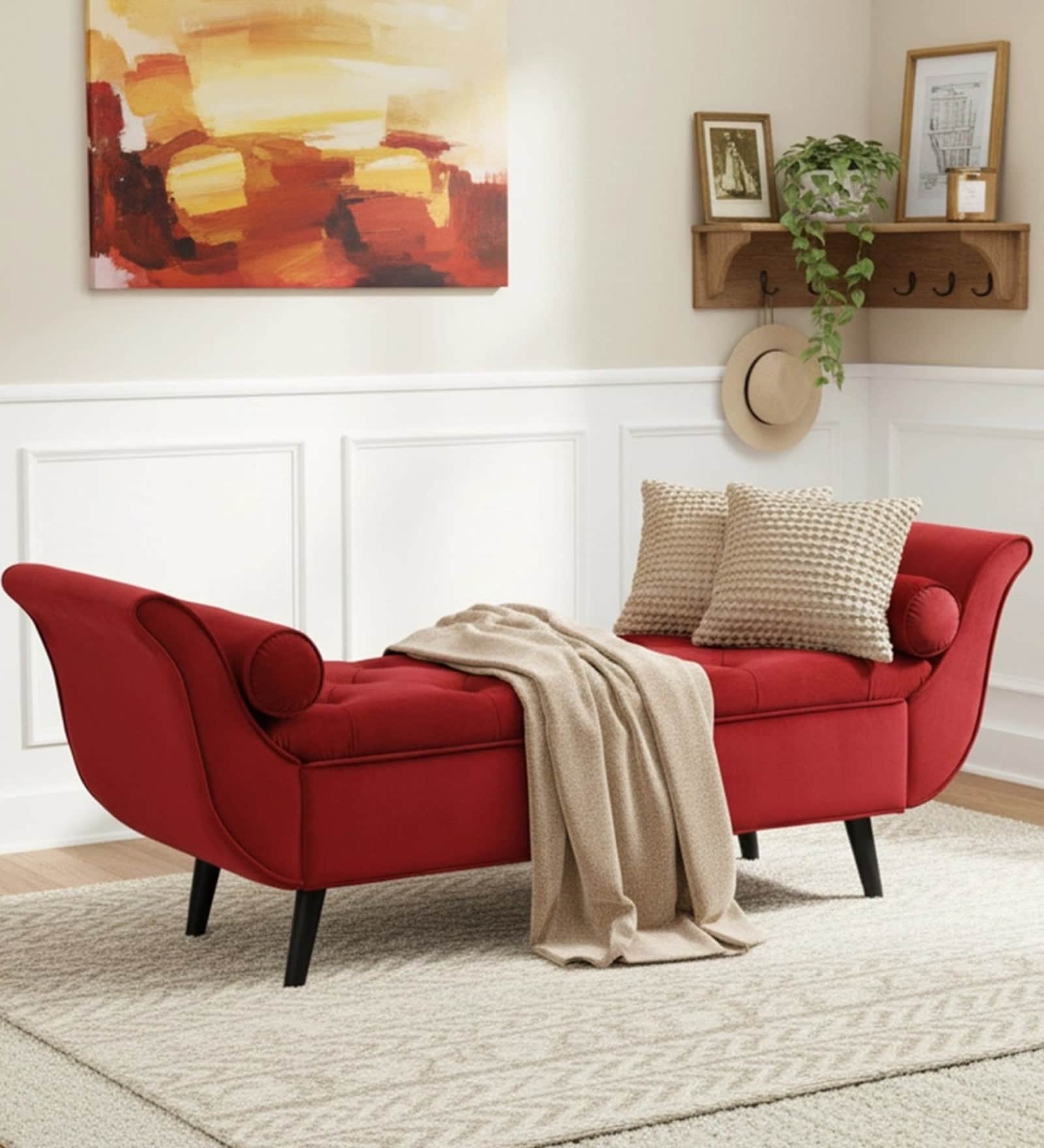 Montclair Fabric Luxury Storage Ottoman Ottoman in Red Colour Montclair Fabric Luxury Storage Ottoman Ottoman in Red Colour