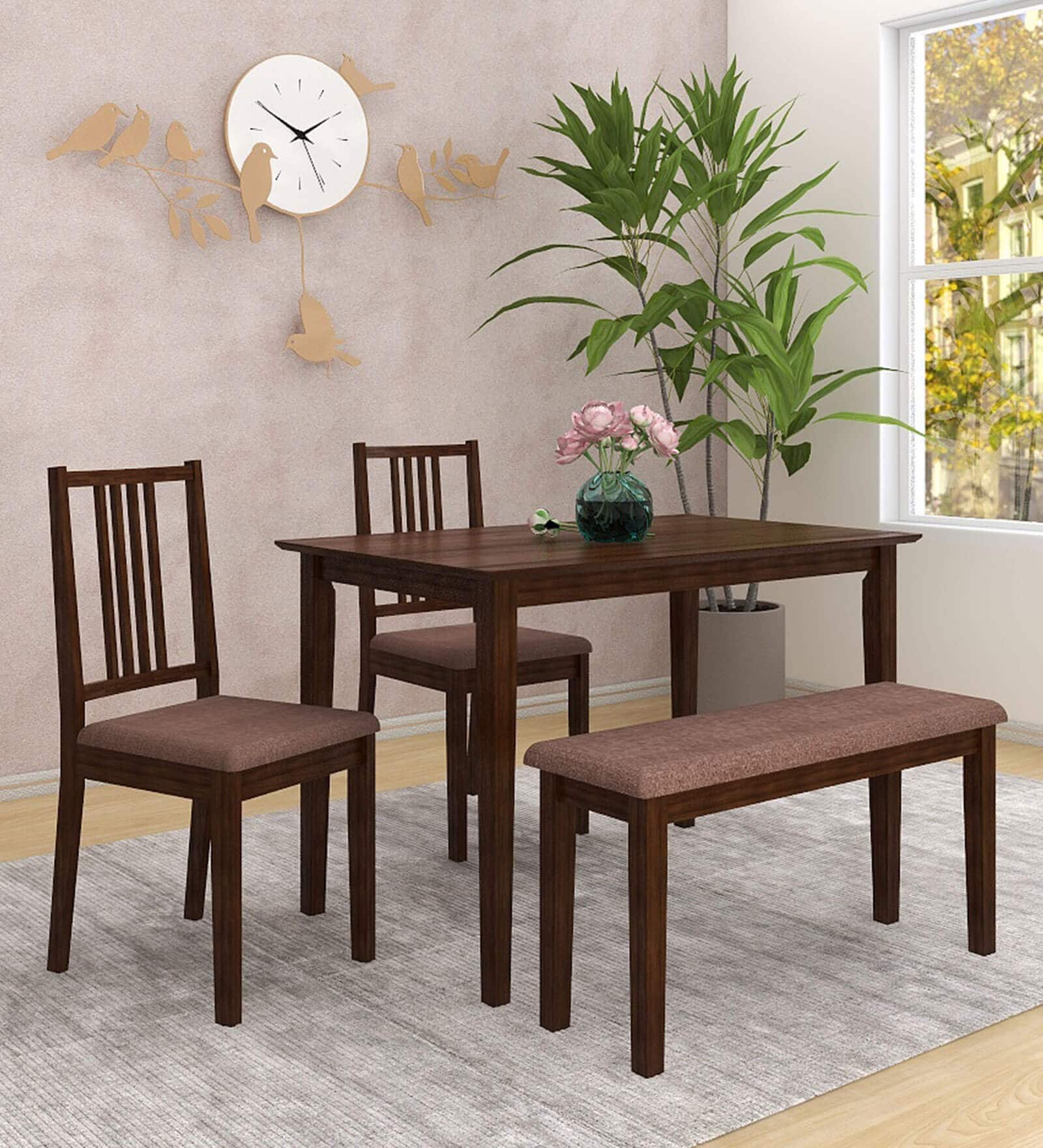Monterey 4 Seater Dining Set with Bench in Dark Cappuccino Finish