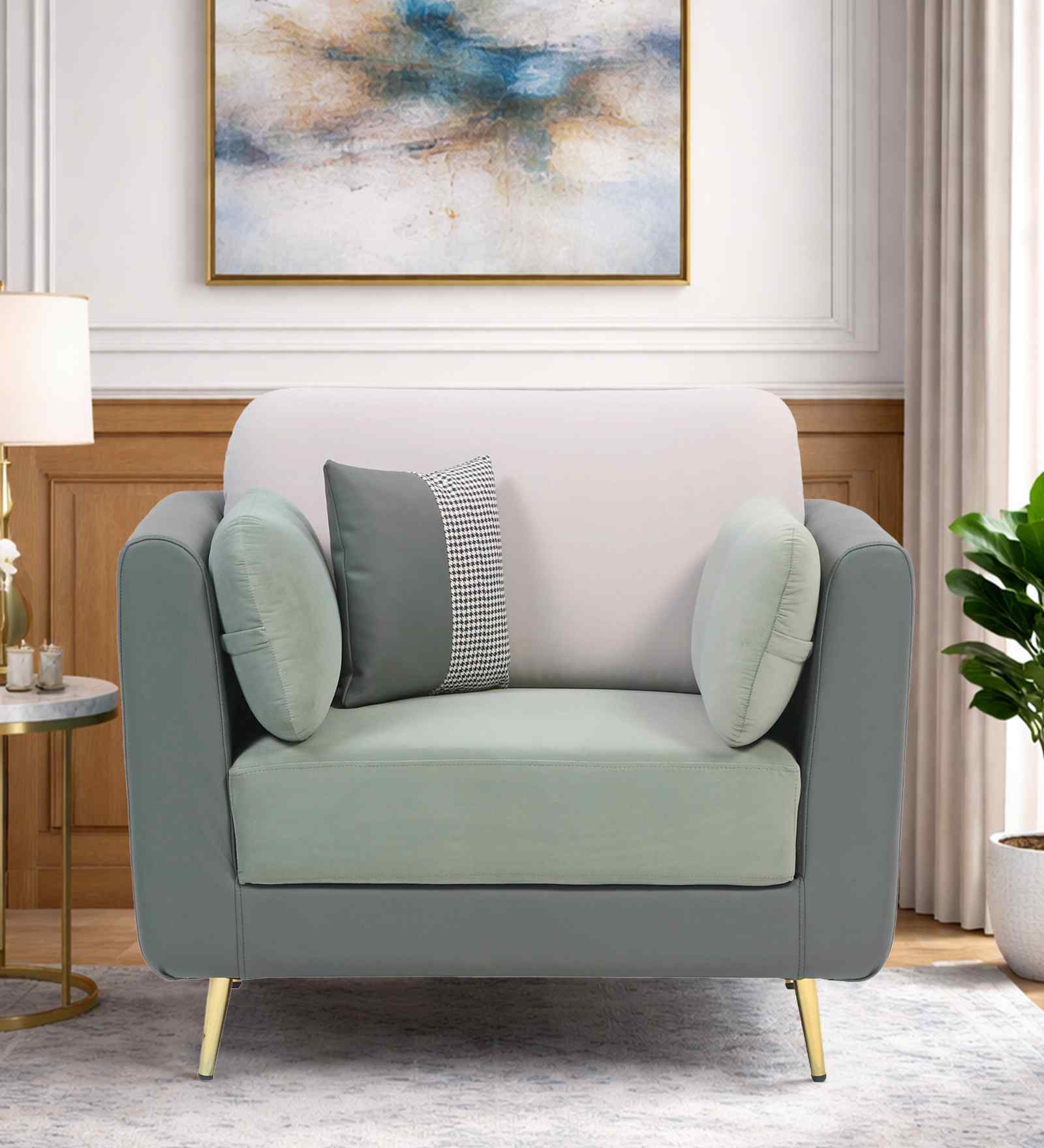 Montez Velvet 1 Seater Sofa in Olive Clay Colour