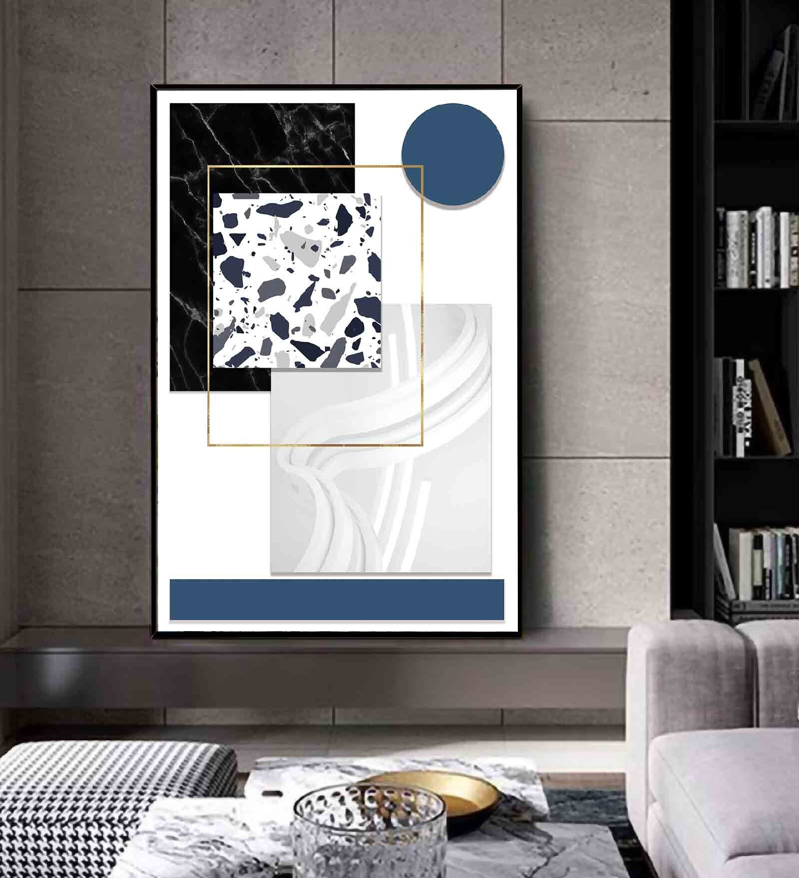 Montreal Geometrical Multicolour Engineered Wood Framed Canvas Wall Painting