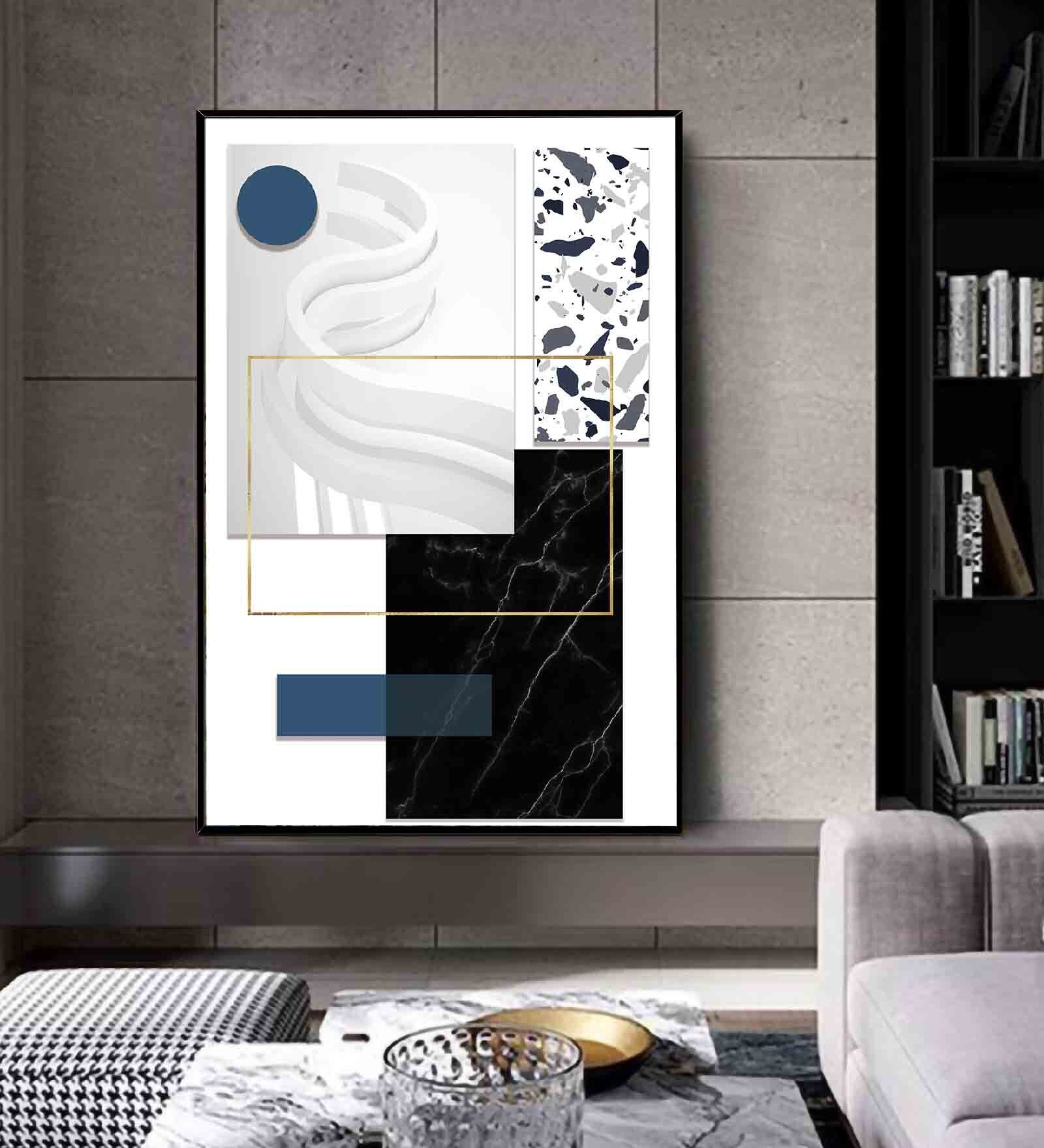 Montreal Geometrical Multicolour Engineered Wood Framed Canvas Wall Painting