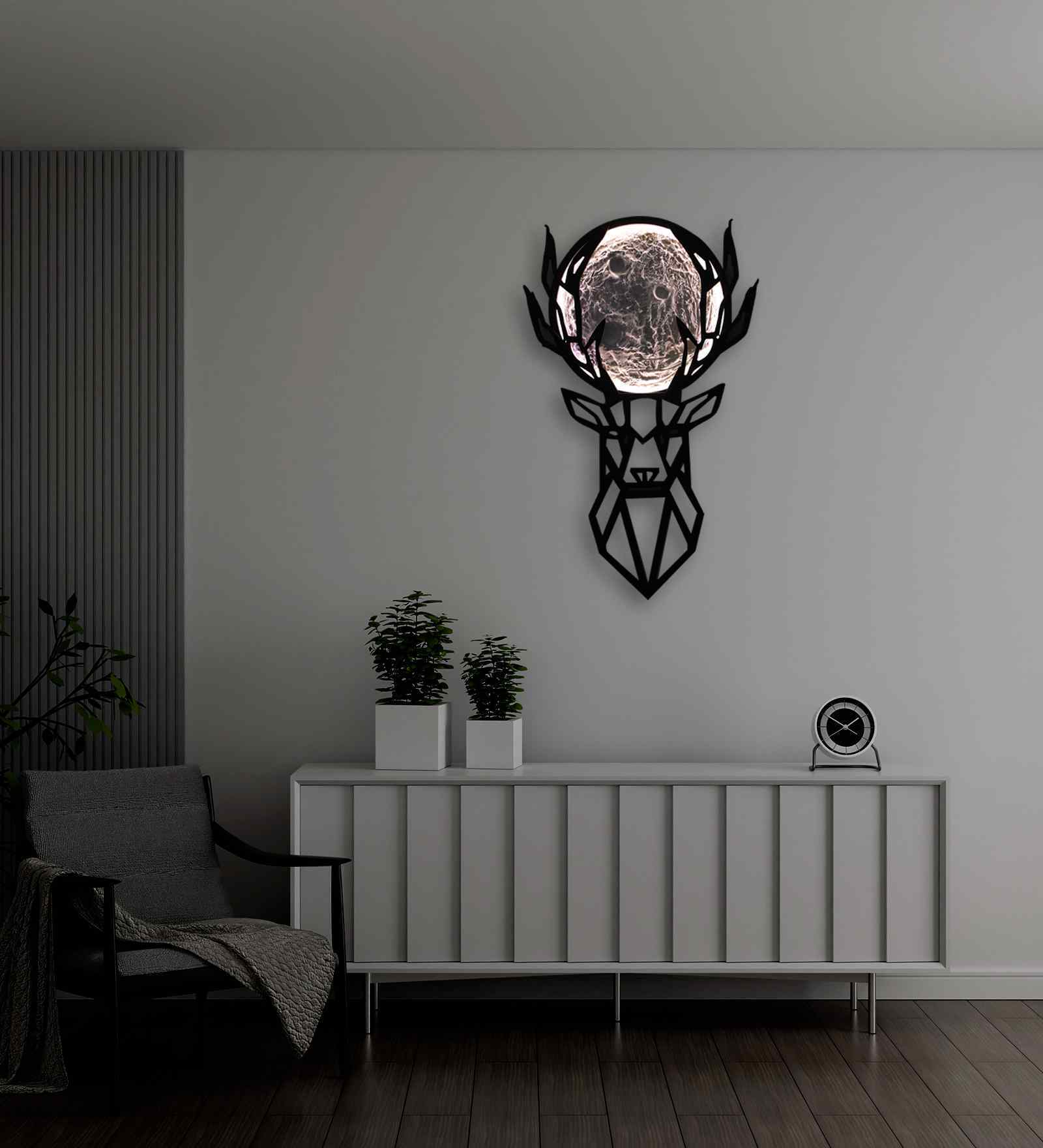 Moon Deer LED Wall Art