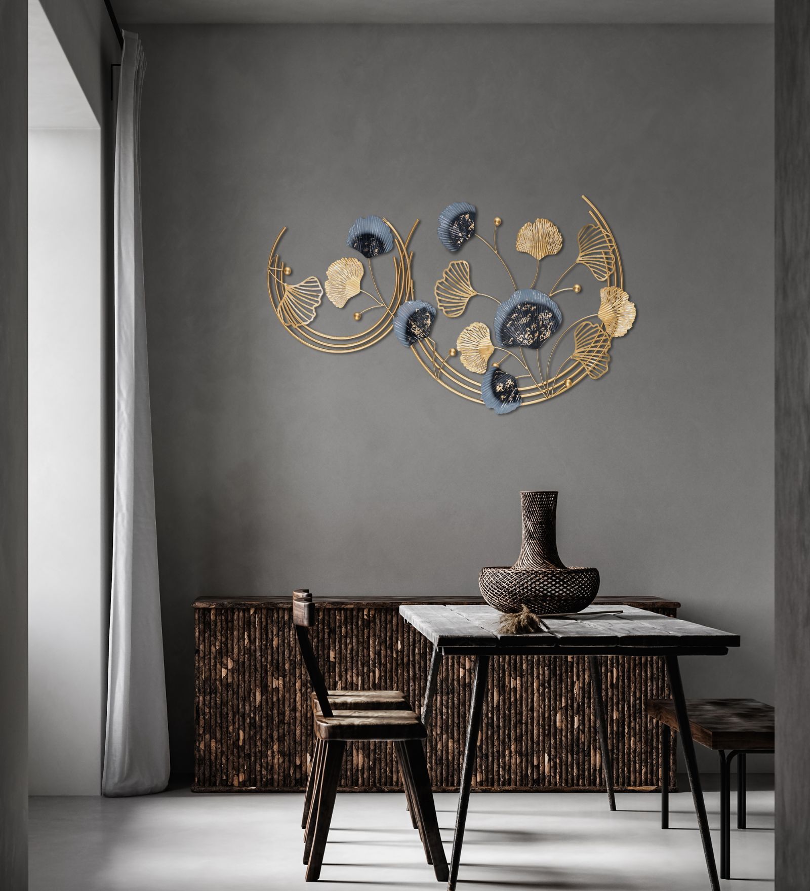 Moon Grey & Gold Iron Wall Art