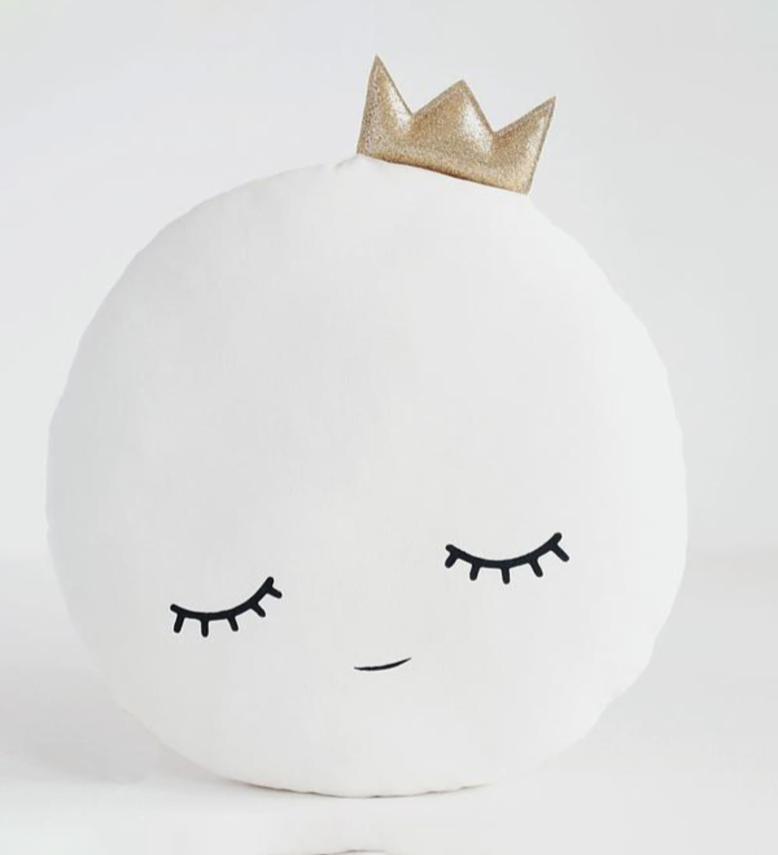 White Cotton Blend Full Moon Shaped Pillow