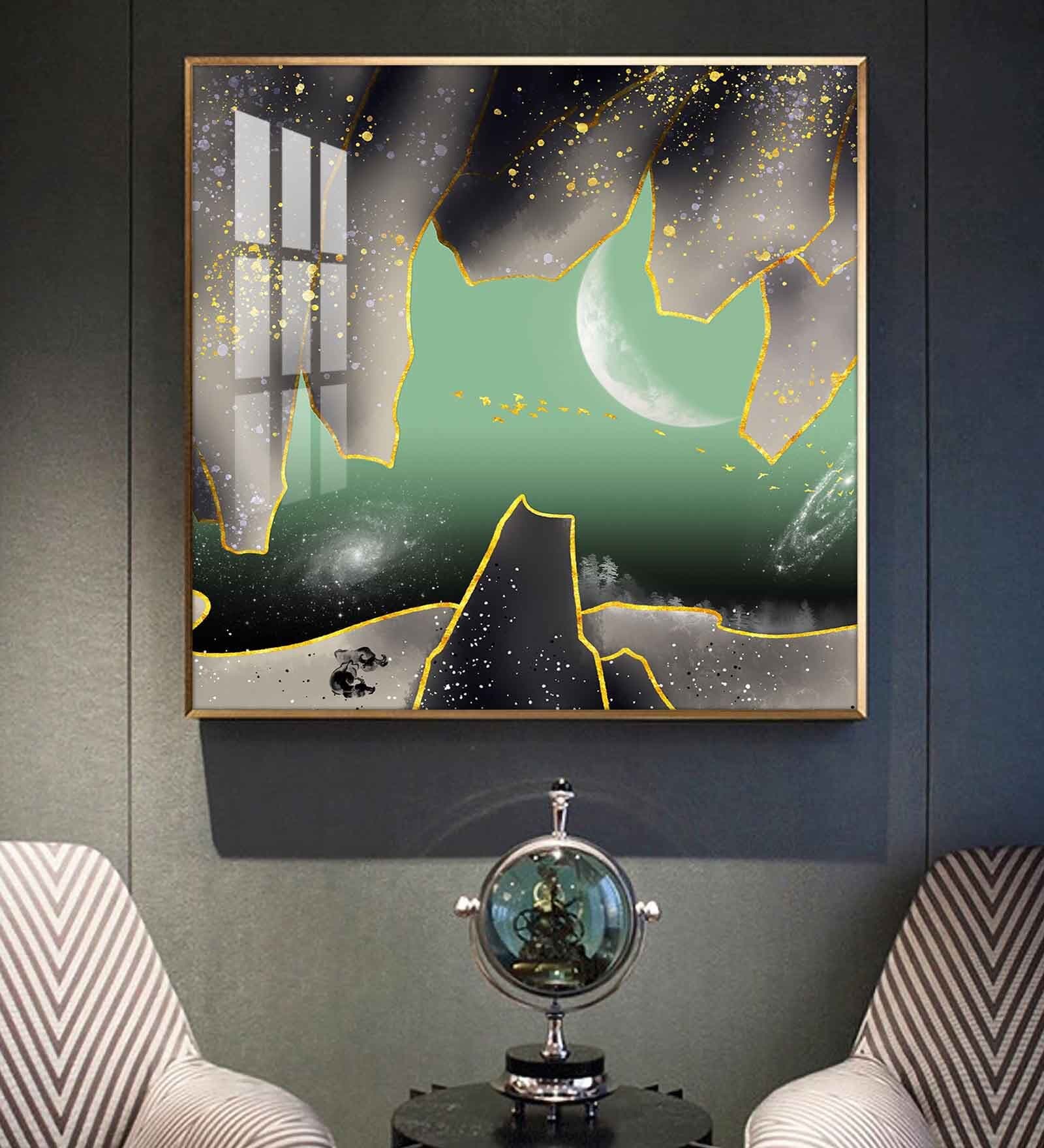 Moonbeam Majesty Glass Finish Square Wall Art