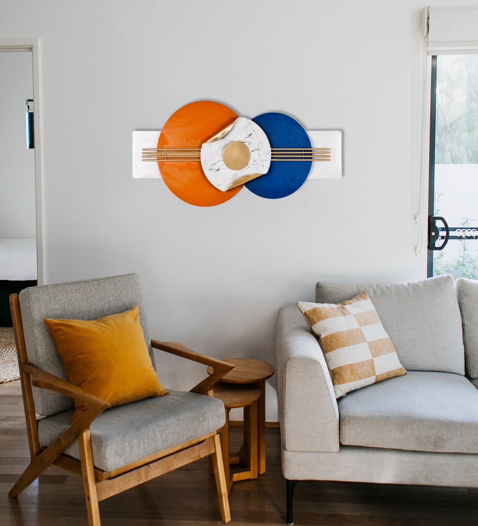 Mordern Blue & Orange Iron Wall Art
