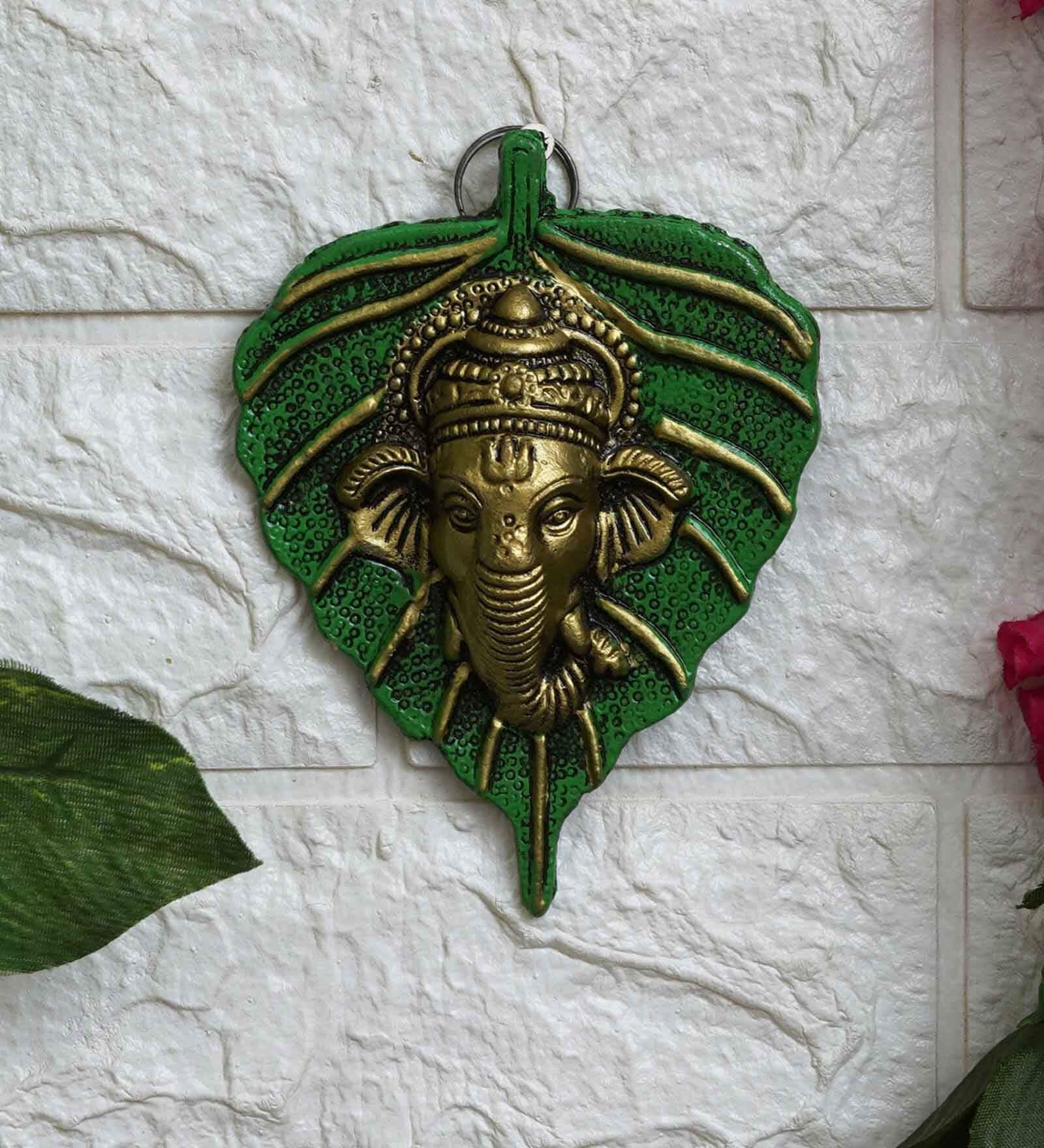 Modern Green Metal Ganesha Wall Art