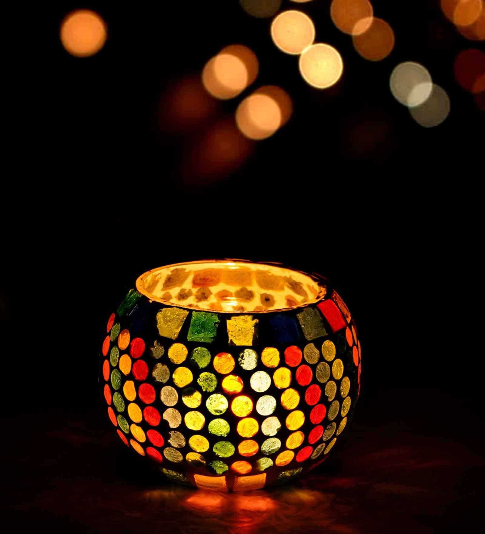 Mordern Multicolor Glass Table Tea Light Holder