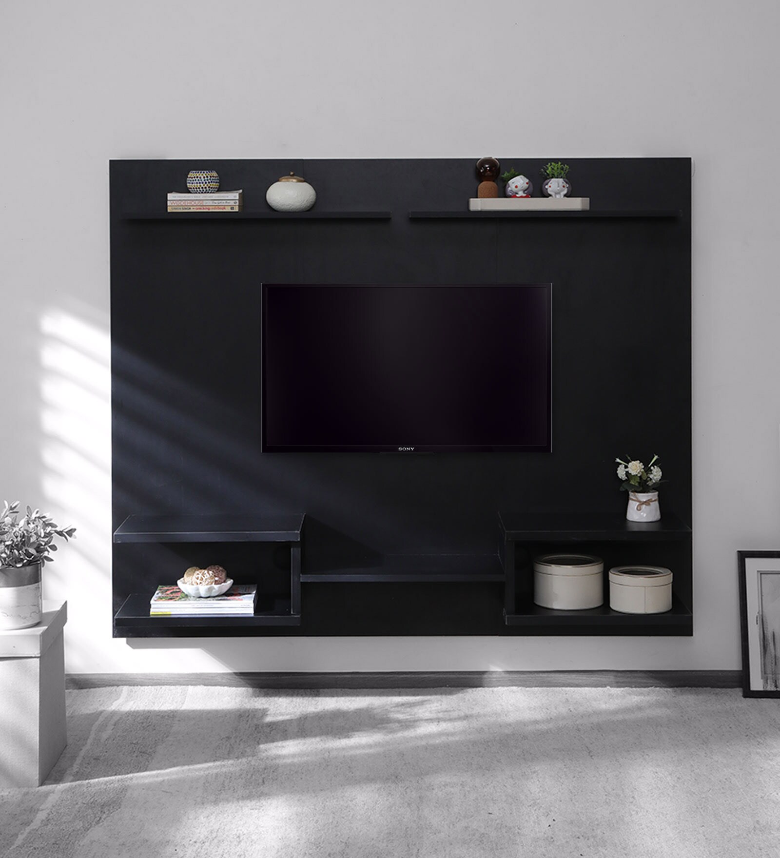 Moreno Wall Mounted Entertainment Unit In Black Colour