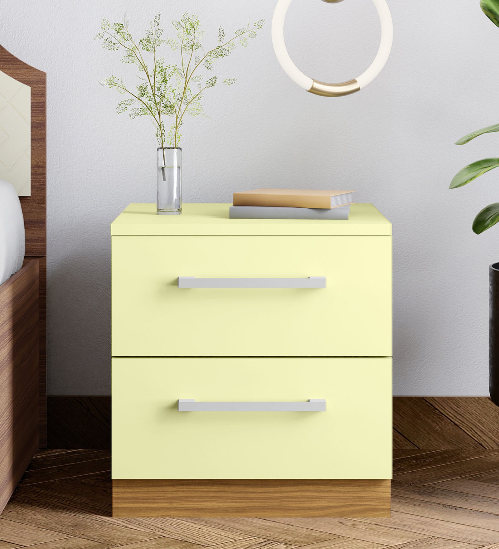 Morf Bed Side Table in Cream Finish