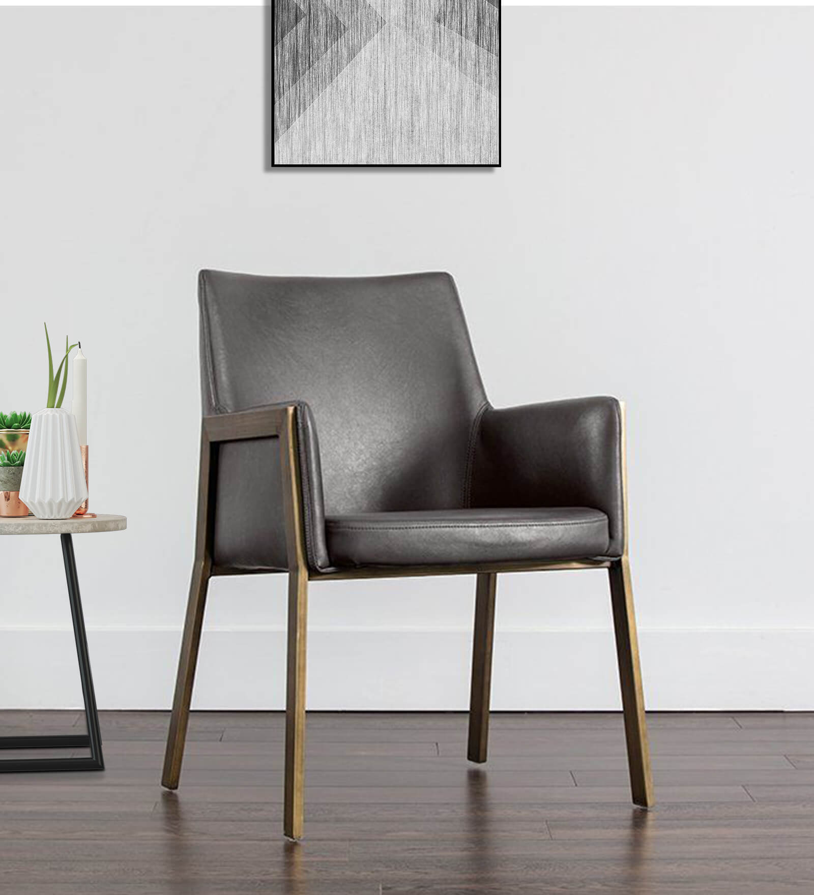 Morgan Leatheratte Arm Chair in Grey  Colour