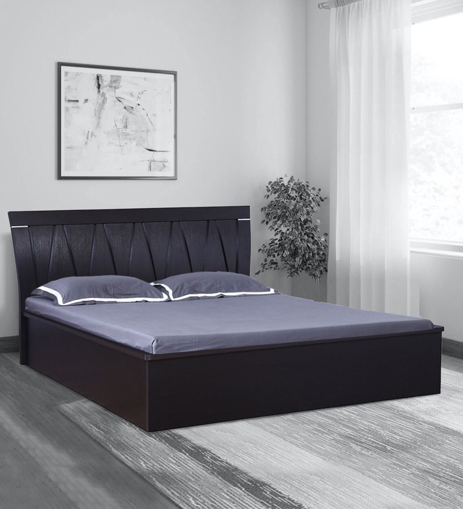 Morgan Queen Size Bed with Storage in Wenge Finish