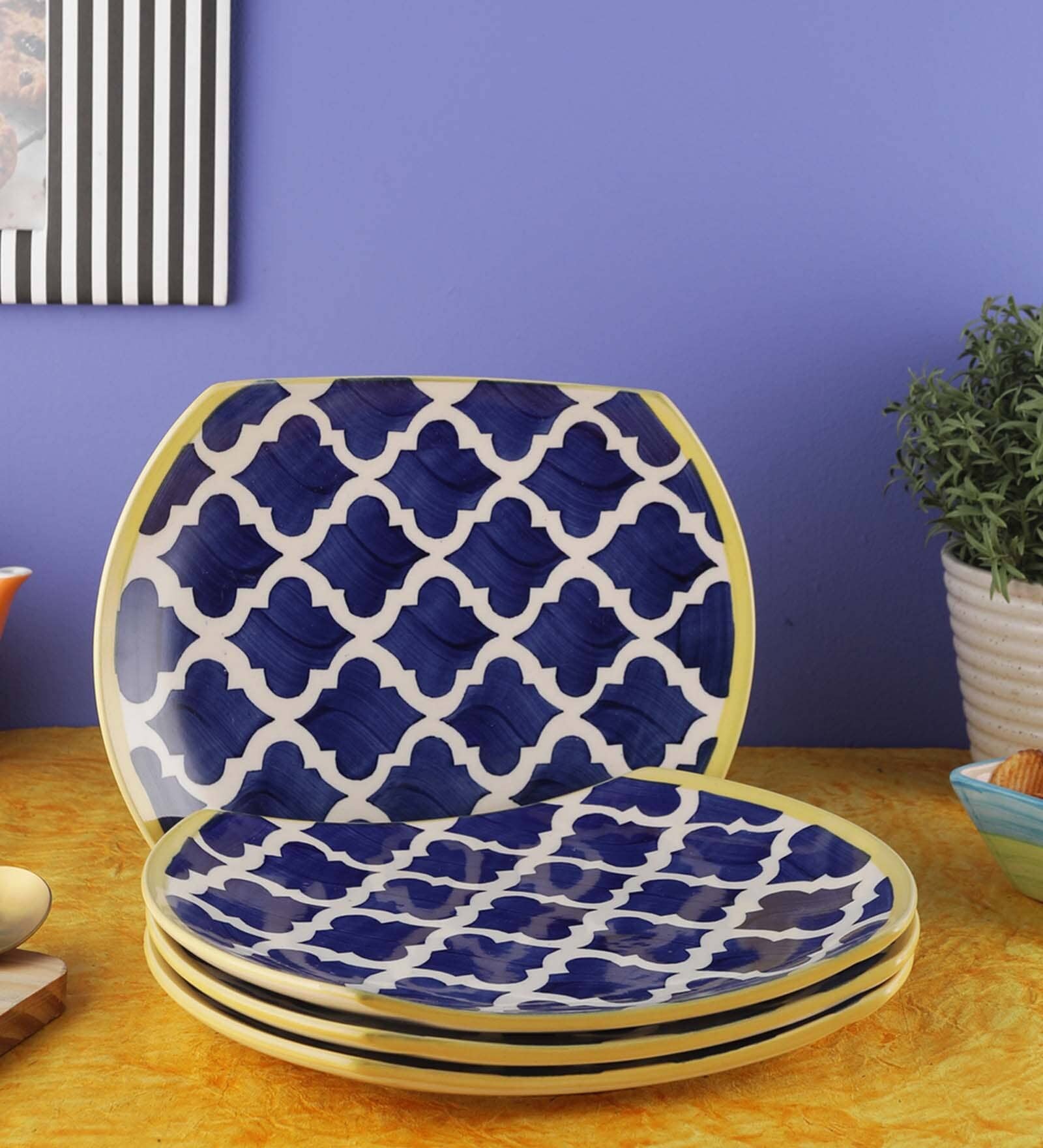Buy Moroccan Blue 10.5 Inch (Set of 4) Ceramic Appetizer Platter by
