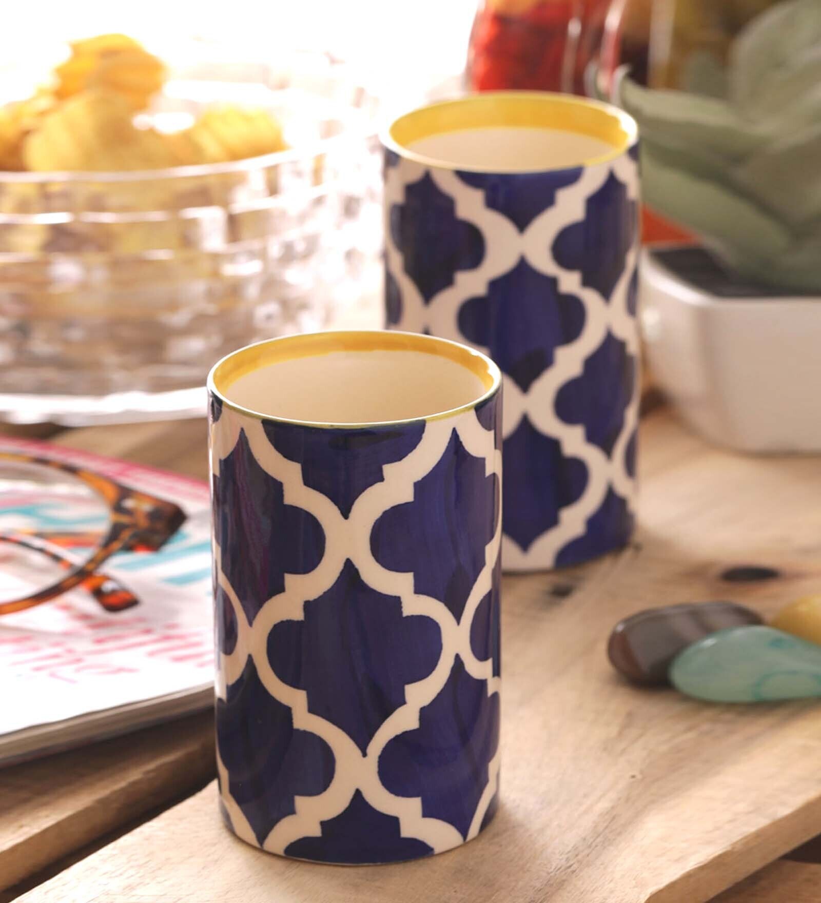 Moroccan 150ml Blue & White (Set of 4) Ceramic Everyday Glass Moroccan 150ml Blue & White (Set of 4) Ceramic Everyday Glass