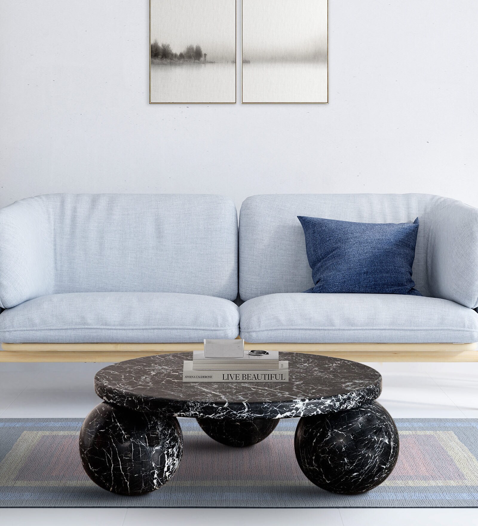 Morro Marble Coffee Table In Black Colour