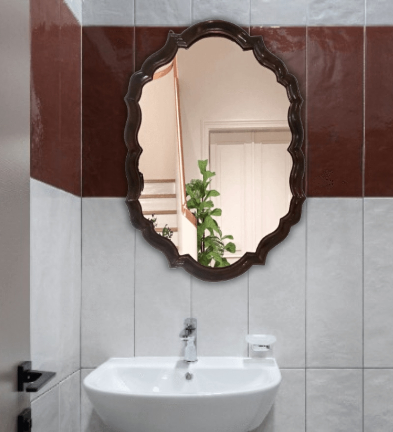 38 Inch Gold Antique Morrocan Mirror in Metal Frame