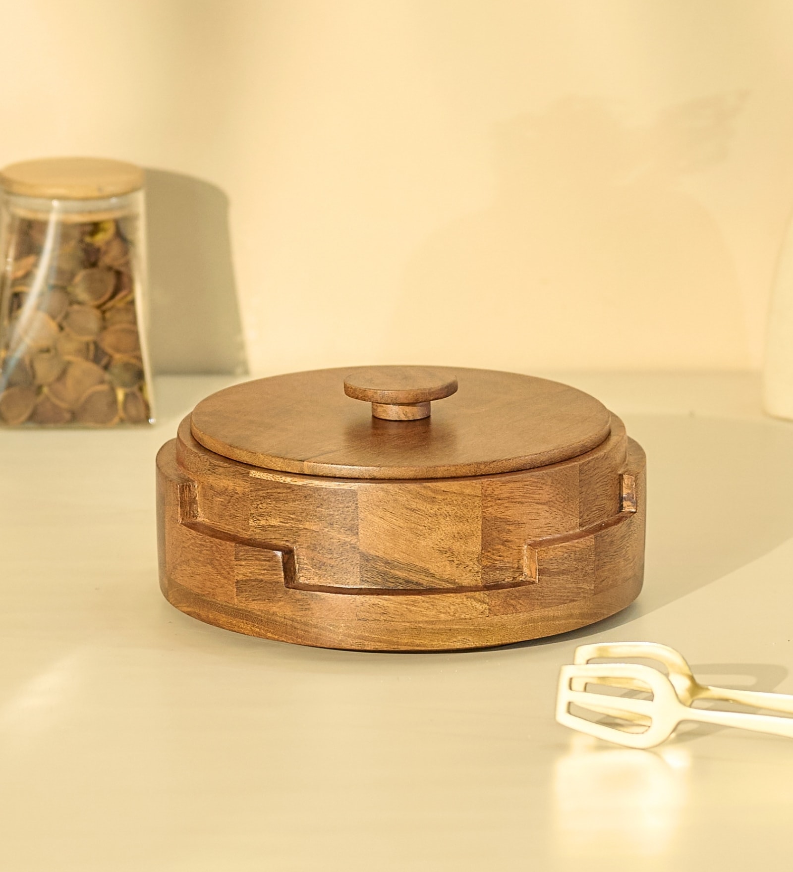 Mosaic Roti Box | Wooden Casserole Chapati Box