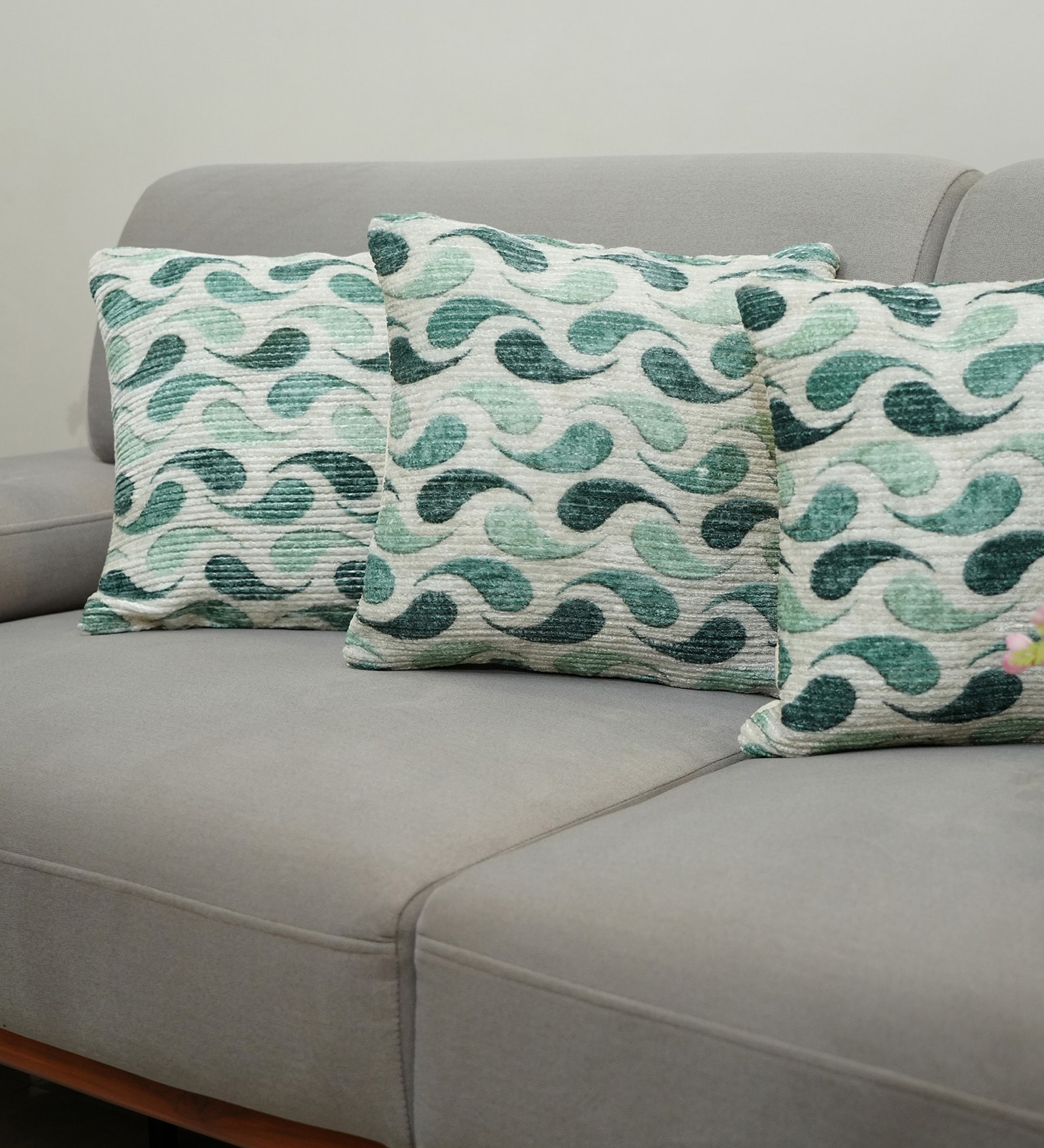Moss Polyester Abstract 16x16 inches Cushion Covers Set of 3