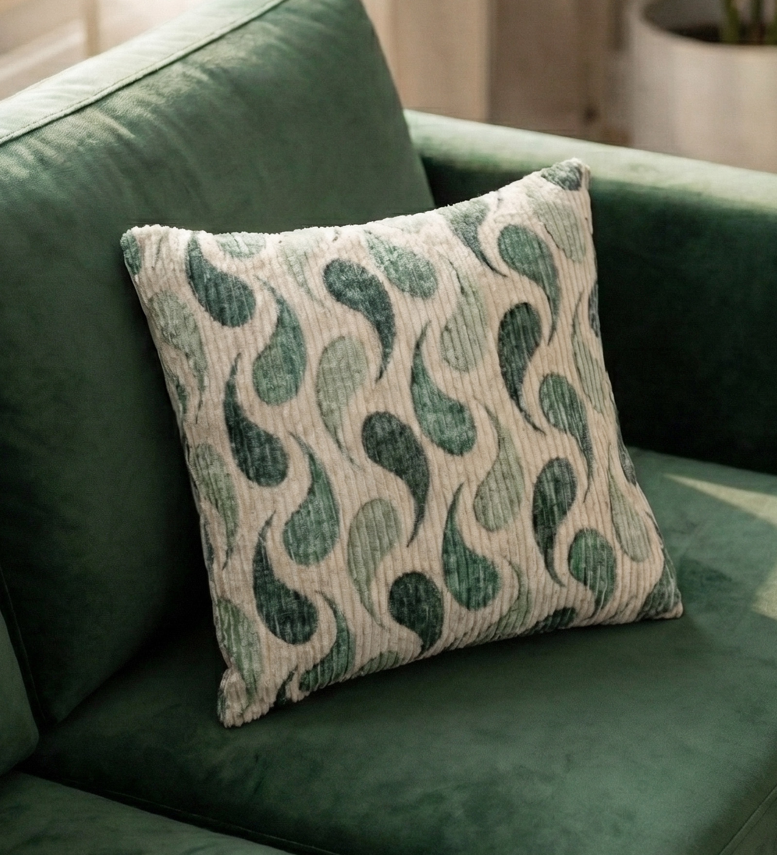 Moss Polyester Abstract 20x20 inches Cushion Cover