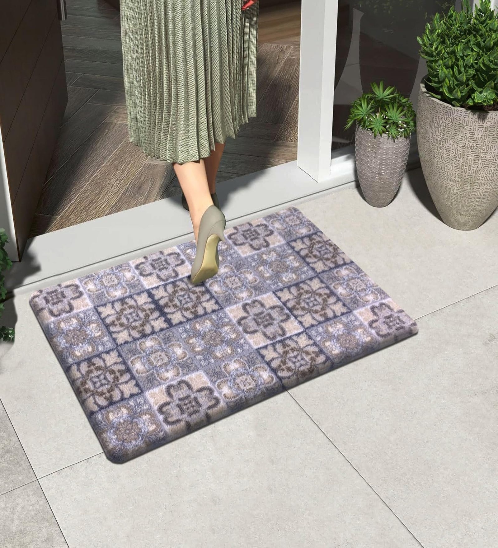Motifs PVC 16x24 Inches Anti Skid Door Mat