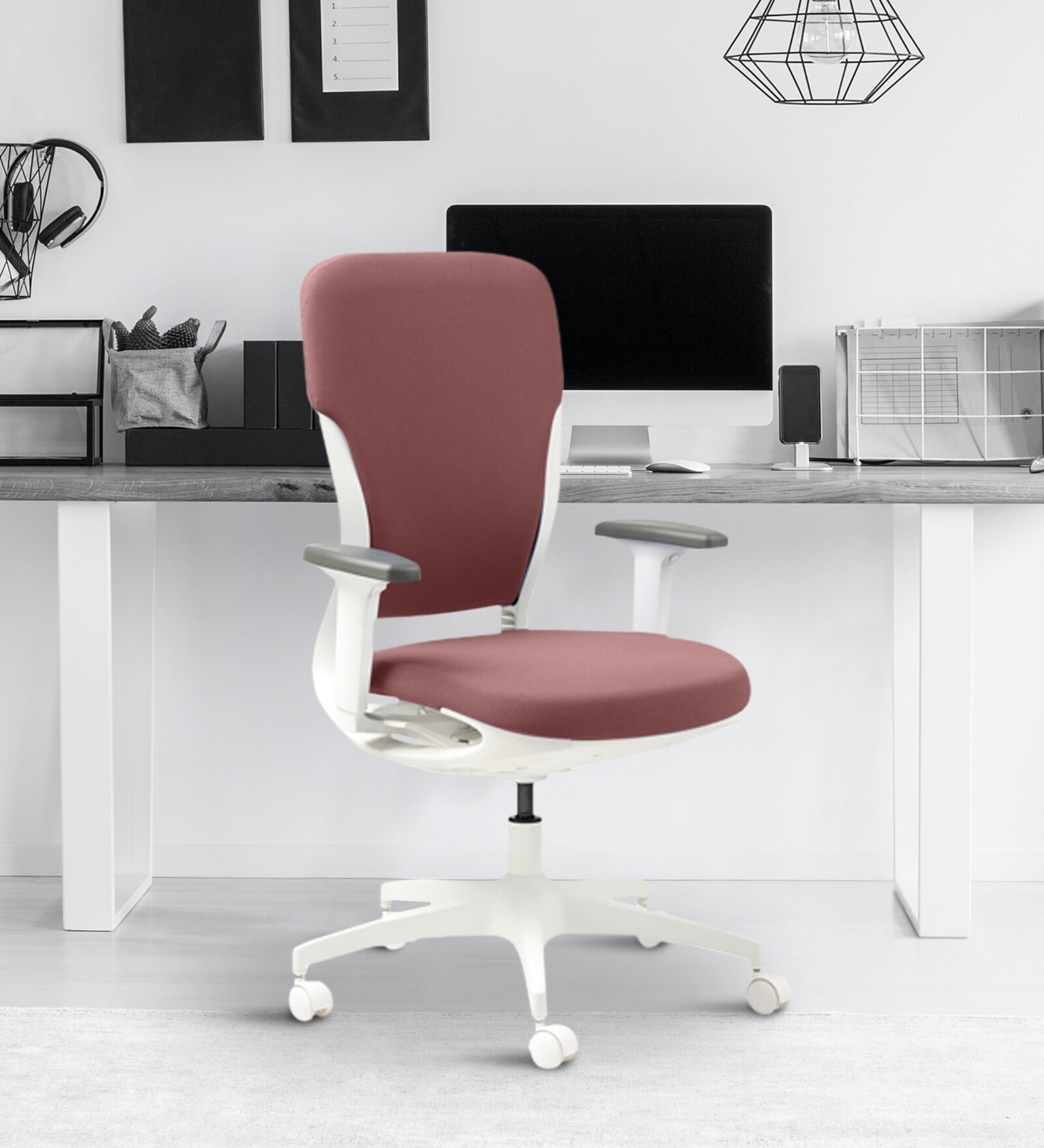 Buy Motion Ergonomic Chair in Burnt Russet & White by Godrej Interio