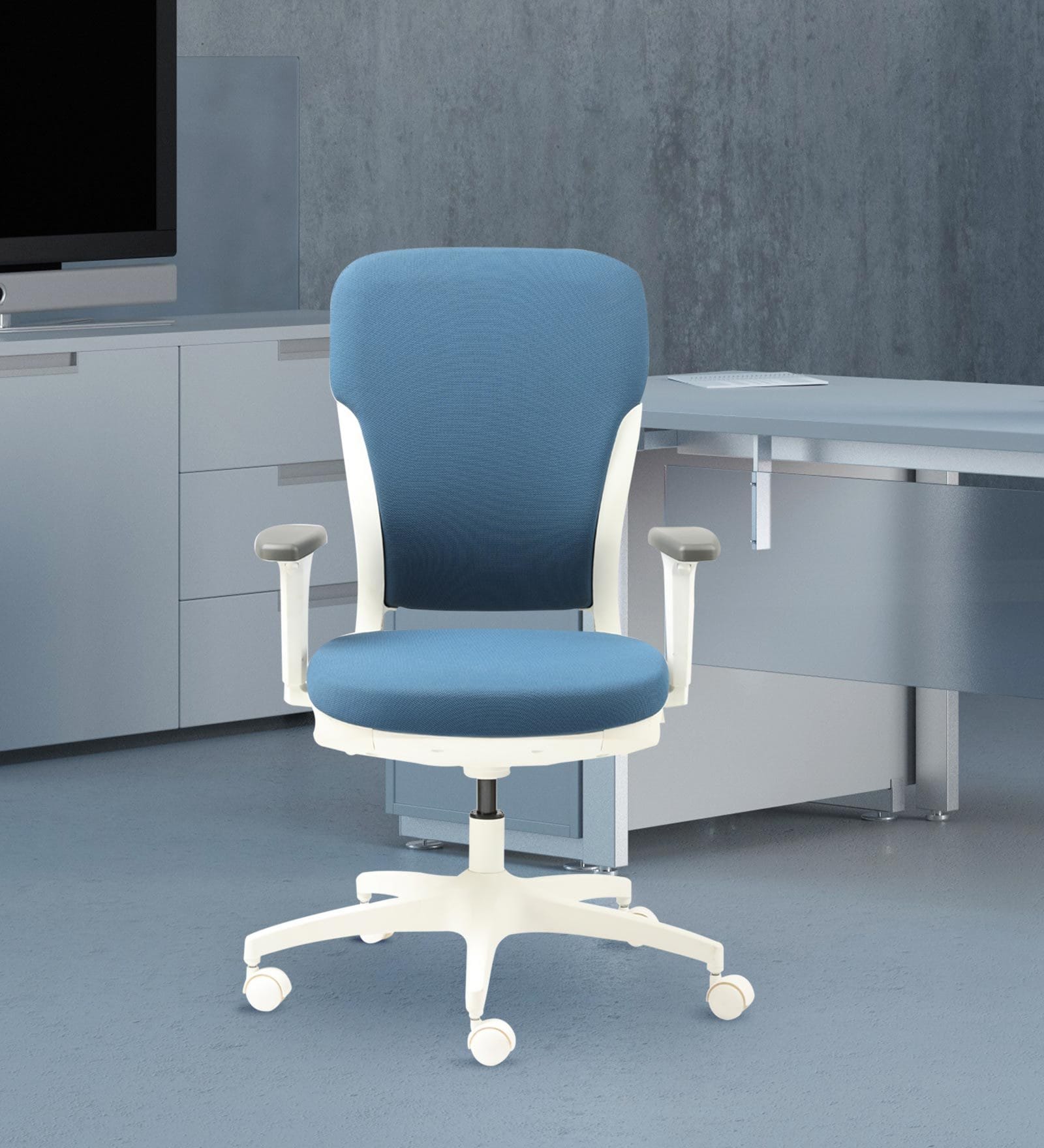 Motion Ergonomic Chair in Blue & White Color