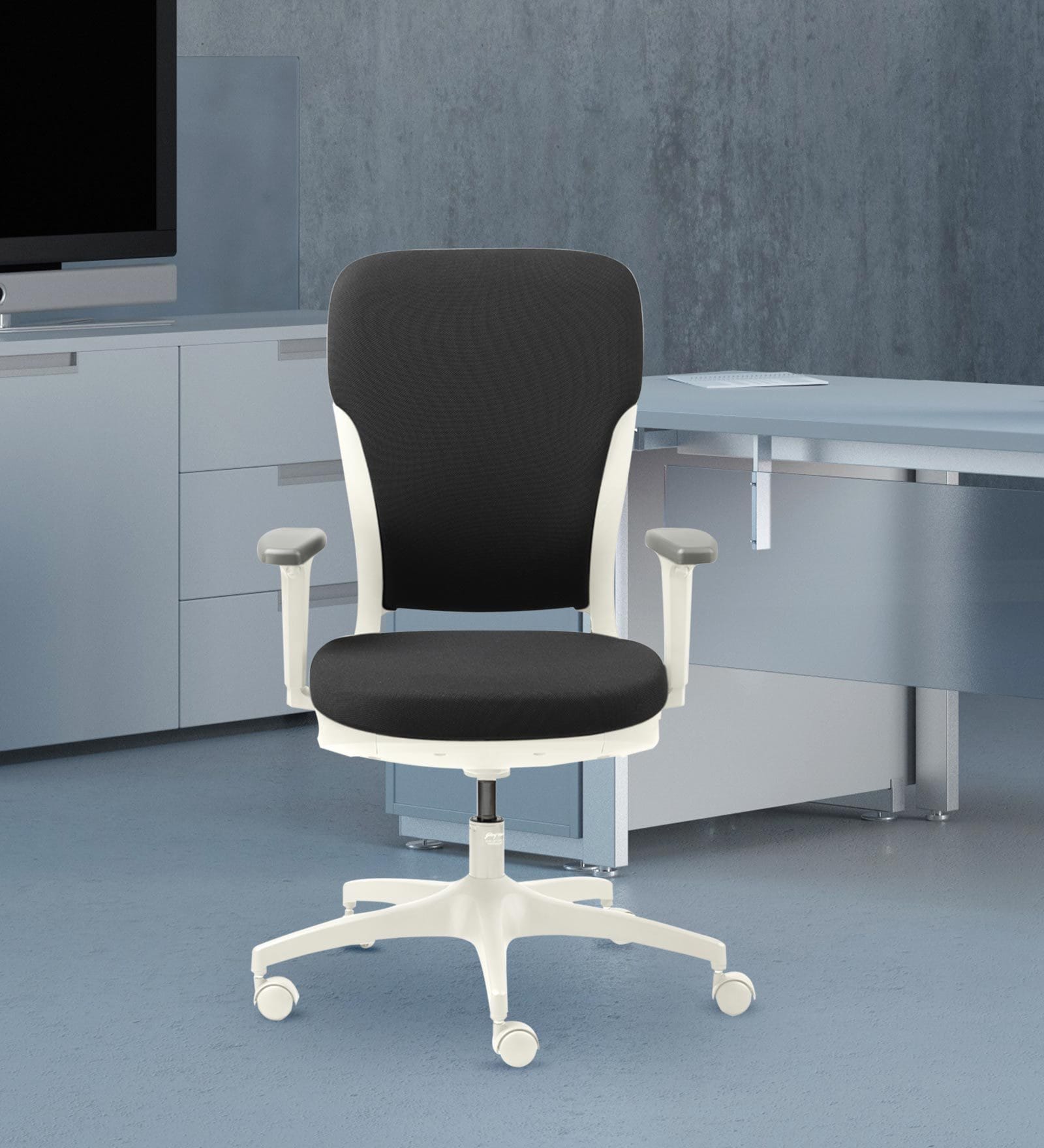 Motion Ergonomic Chair in Charcoal Grey & White Color
