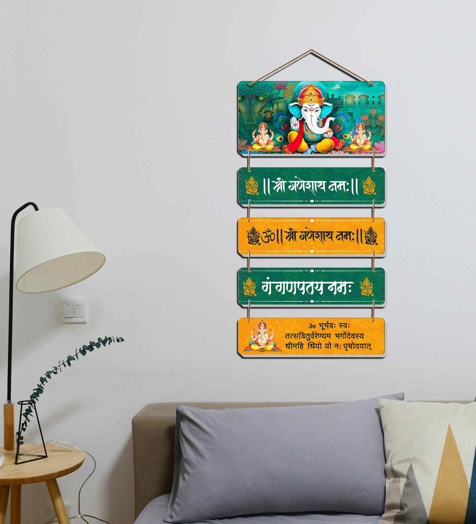 Lord Ganesha Mantra Wooden Wall Hanging