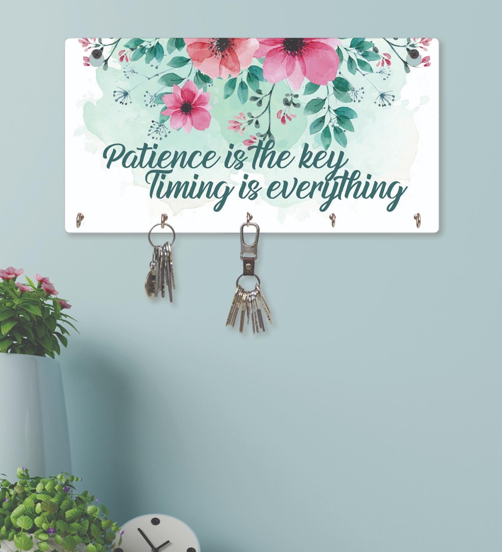 Motivational Quotes Loures Multicolour Mdf Wall Hanging With 5 Hooks Key Holder