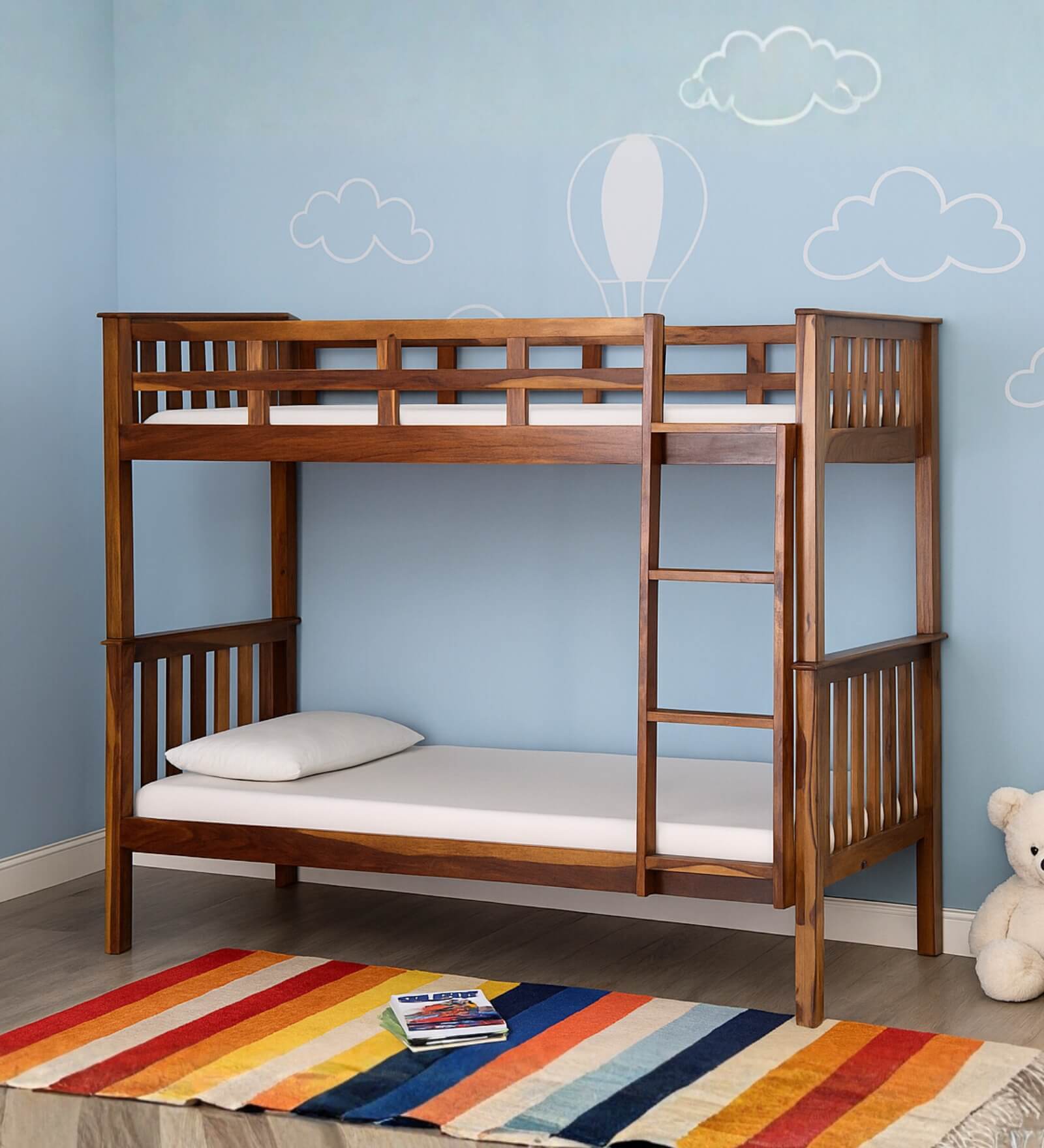 Mourya Wooden Bunk Bed In Brown Finish