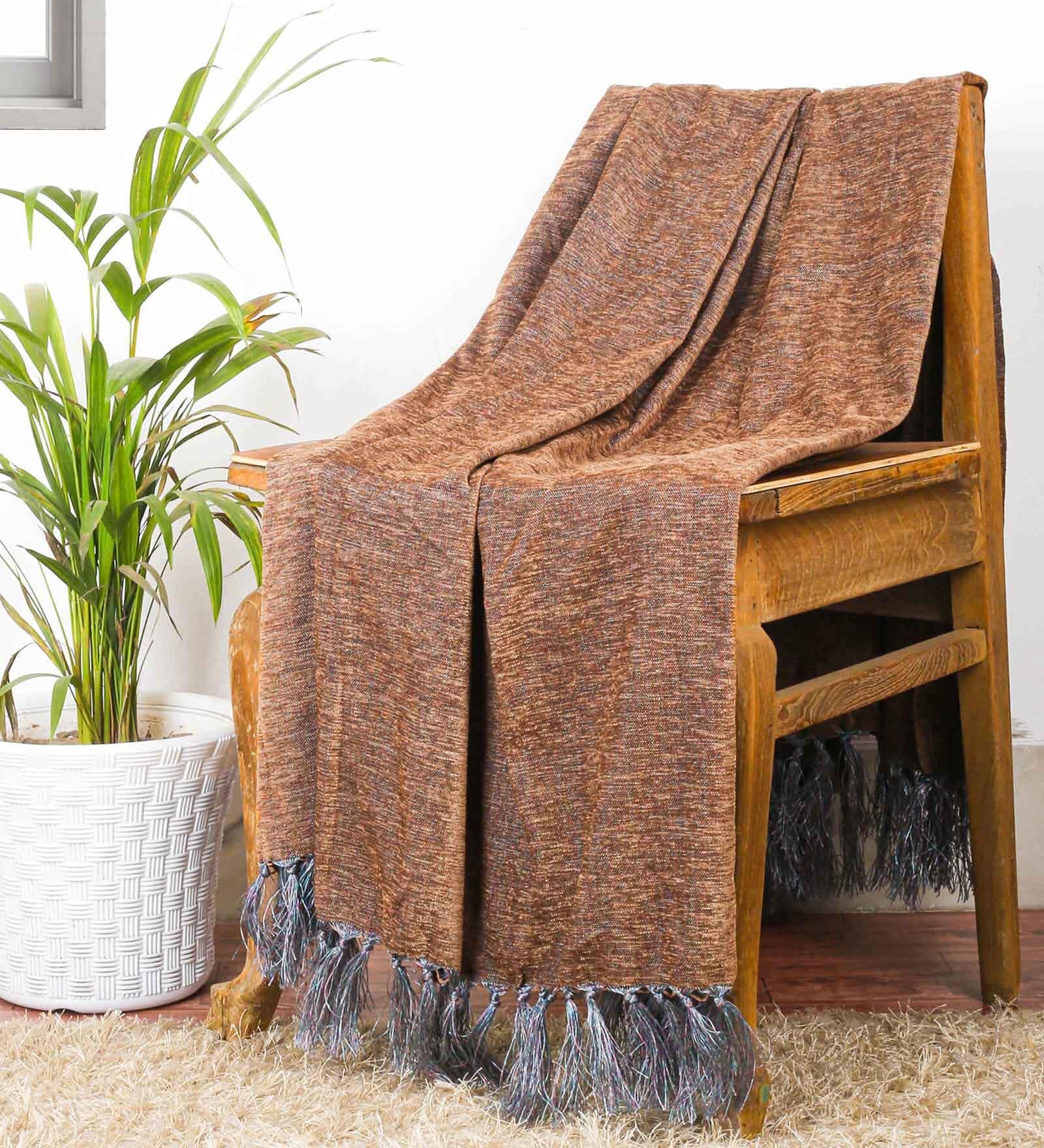 Mouse Chenille Plain Solid Pattern 60 X 50 Inch Throw