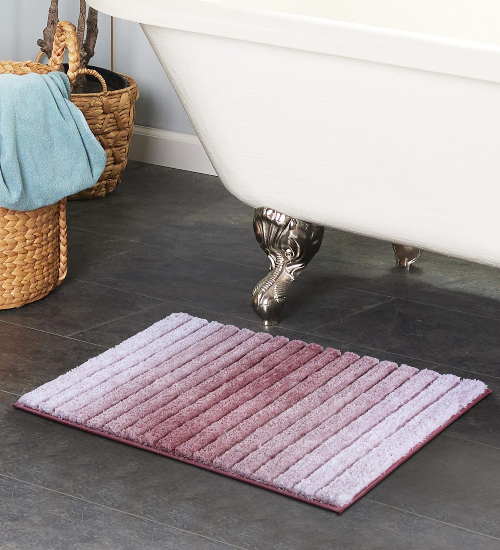 Mouve Polyester 32X20 Inches Anti-Skid  Bath Mat