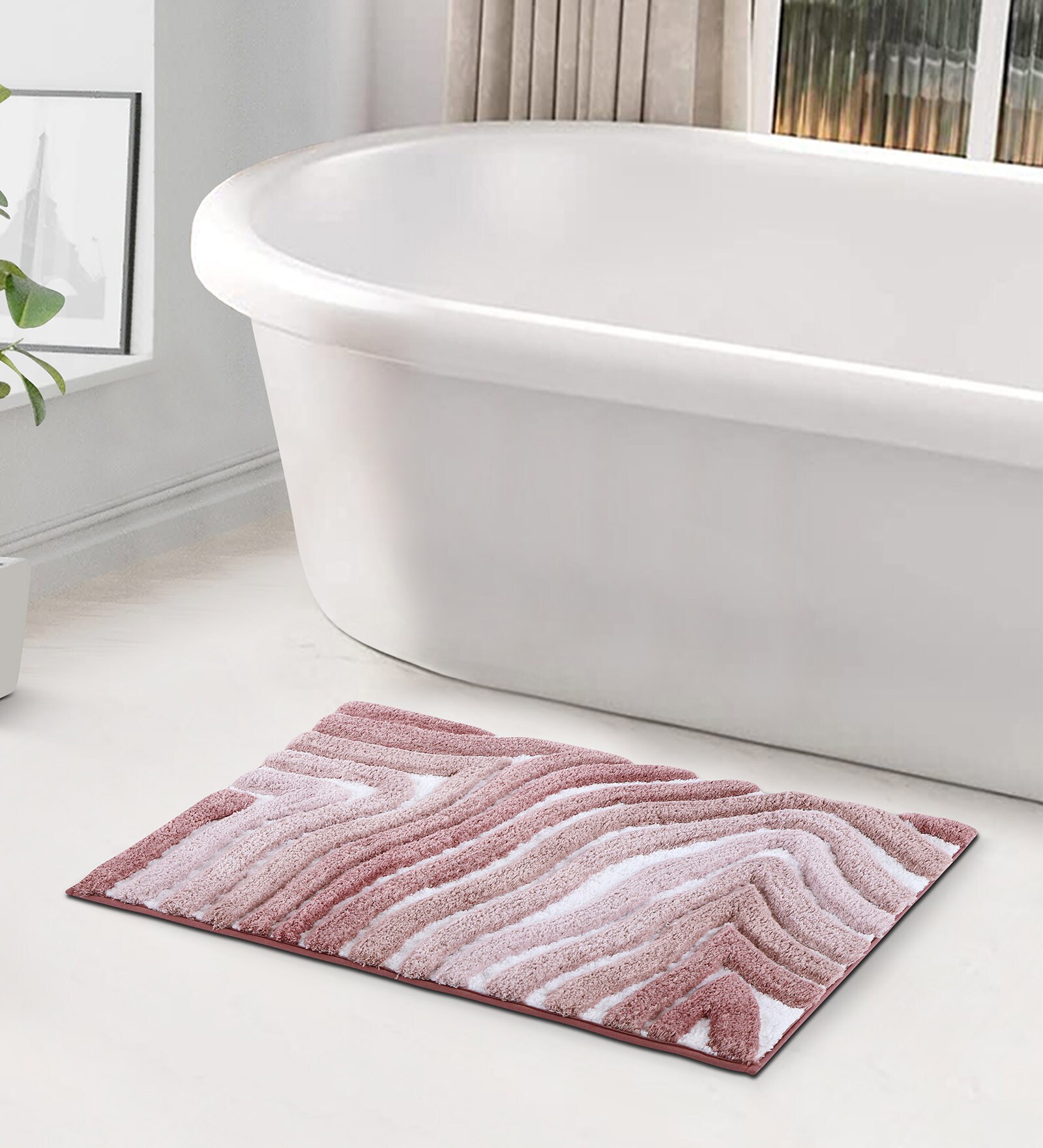 Mouve Polyester 32X20 Inches Anti-Skid  Bath Mat