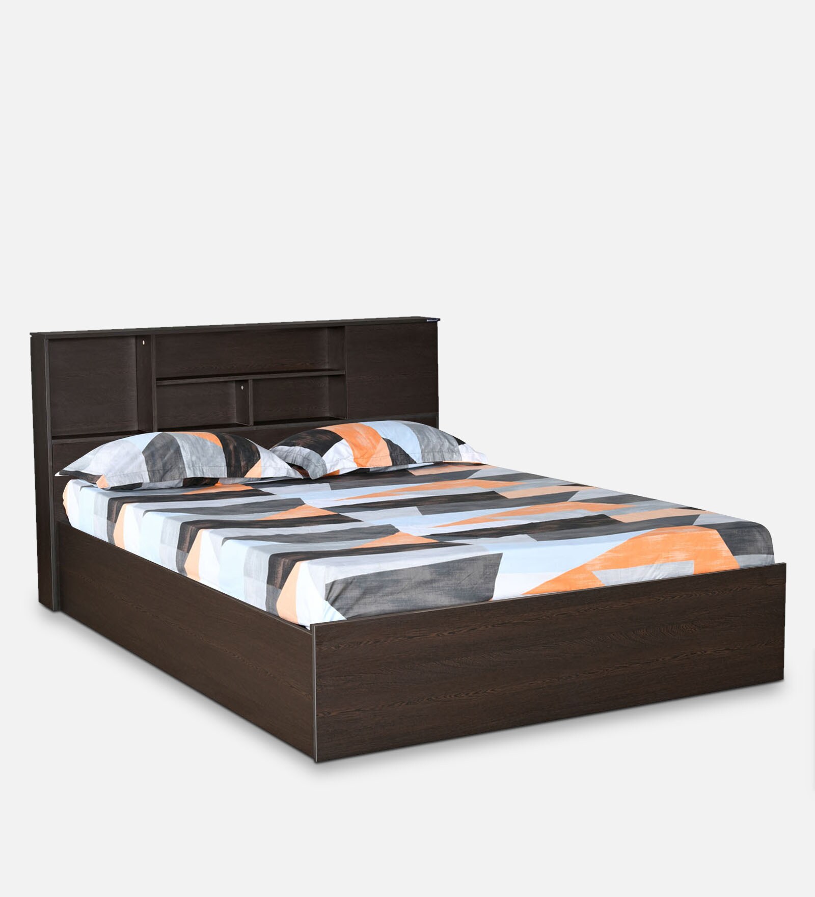 Mozart Queen Size Bed with Box Storage in New Wenge Finish