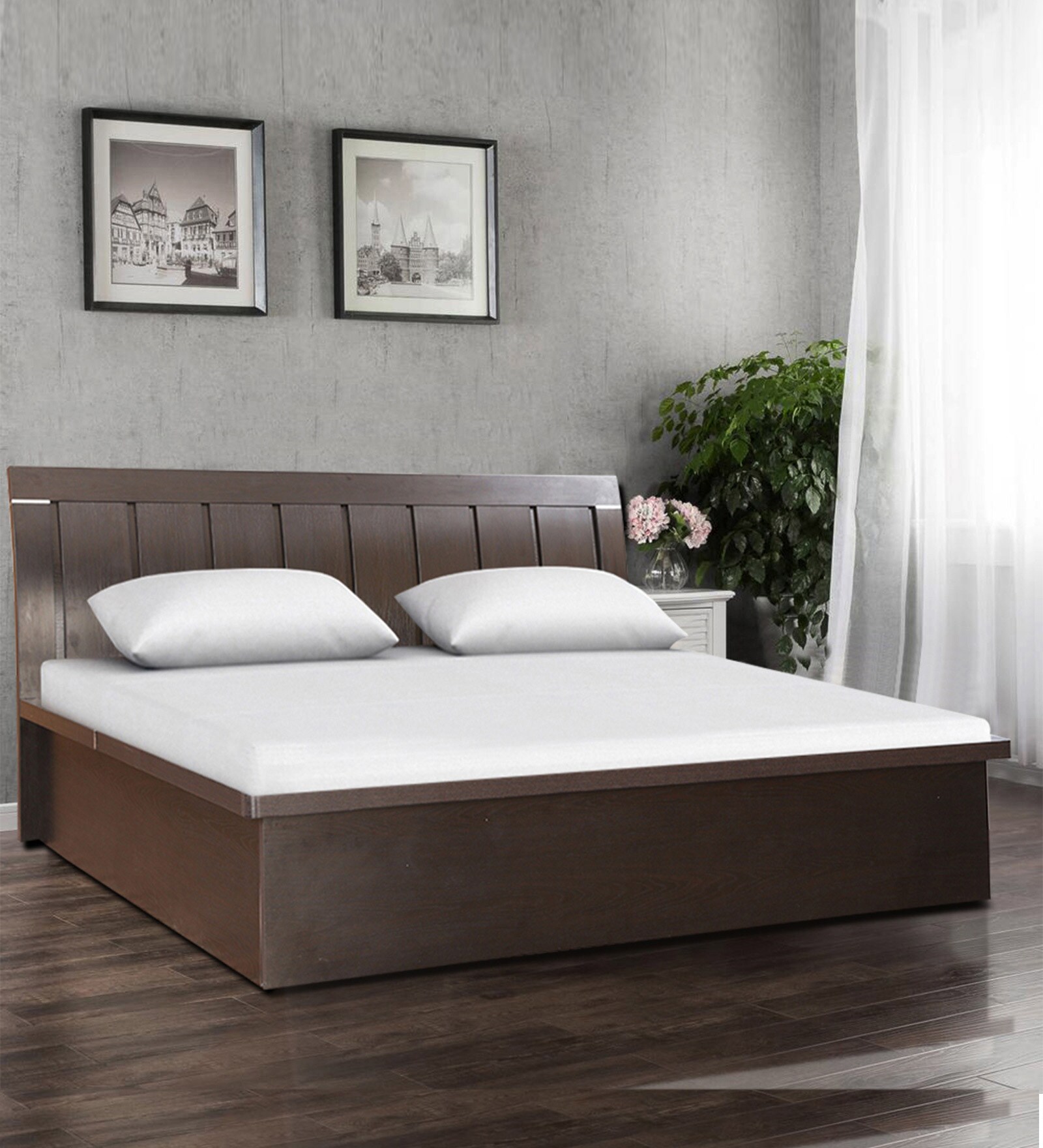 Buy Mozart Queen Size Bed with Storage in Wenge Finish at 62 OFF by