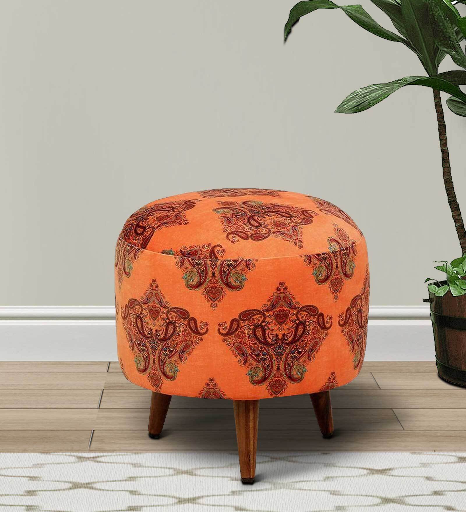 Buy Mozart Velvet Foot Stool in Orange at 7 OFF by Bohemiana from