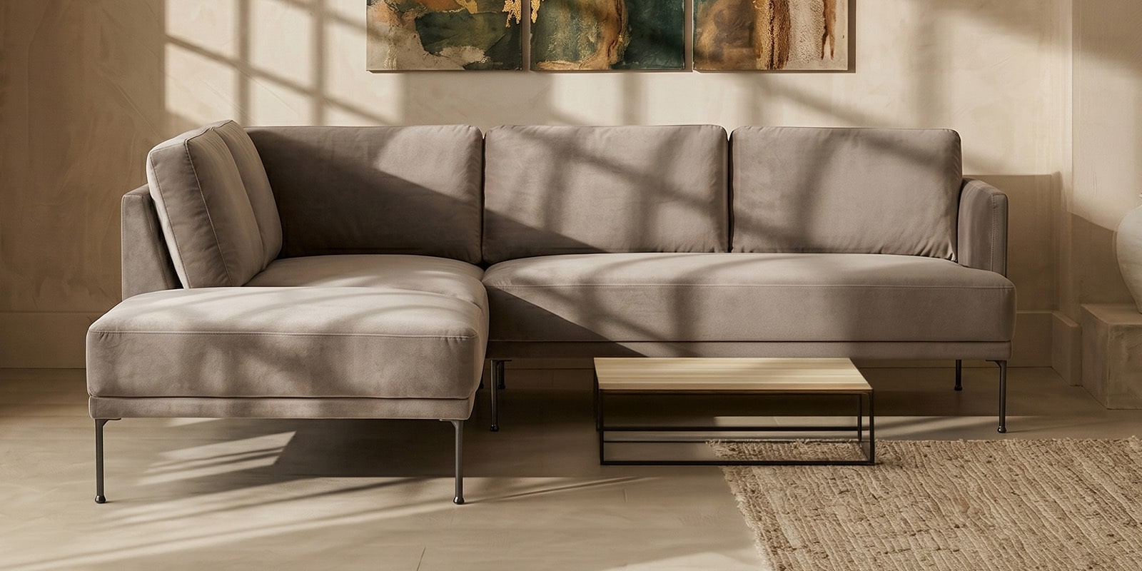 Modern Elegance RHS Sectional Sofa In Chich Grey Color