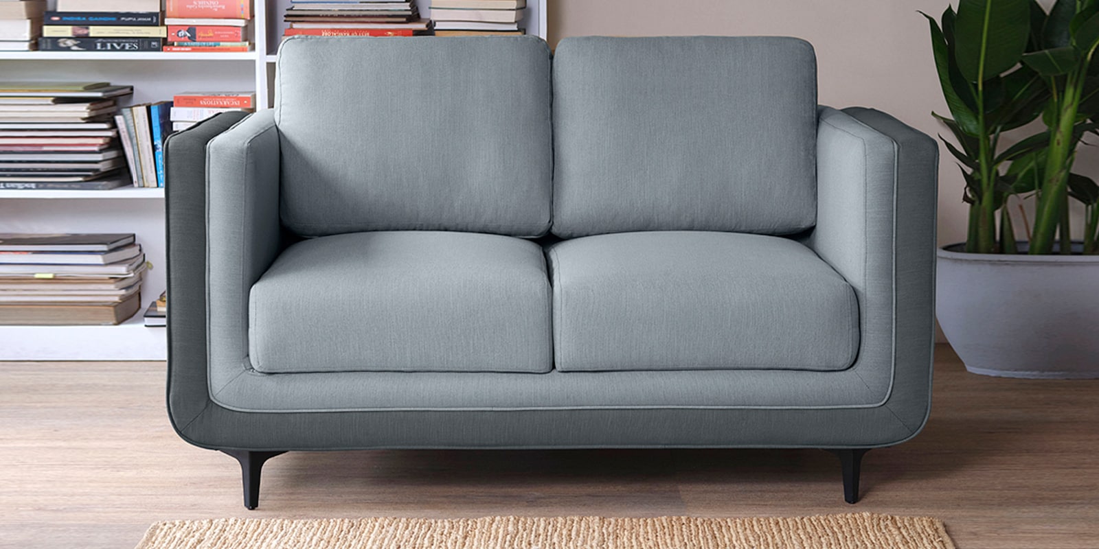 Mojo Fabric 2 Seater Sofa in Cheeky Grey Colour Mojo Fabric 2 Seater Sofa in Cheeky Grey Colour