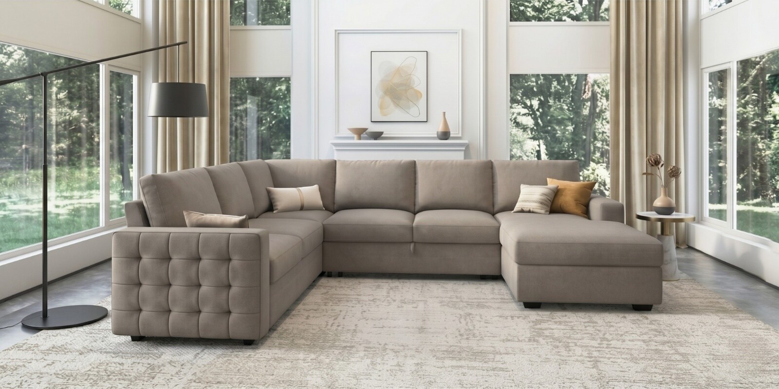 Monaco Grande Sectional Sofa In Beige Color