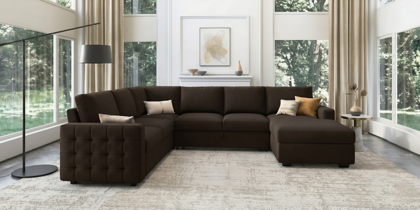 Monaco Grande Sectional Sofa In Dark Brown Color