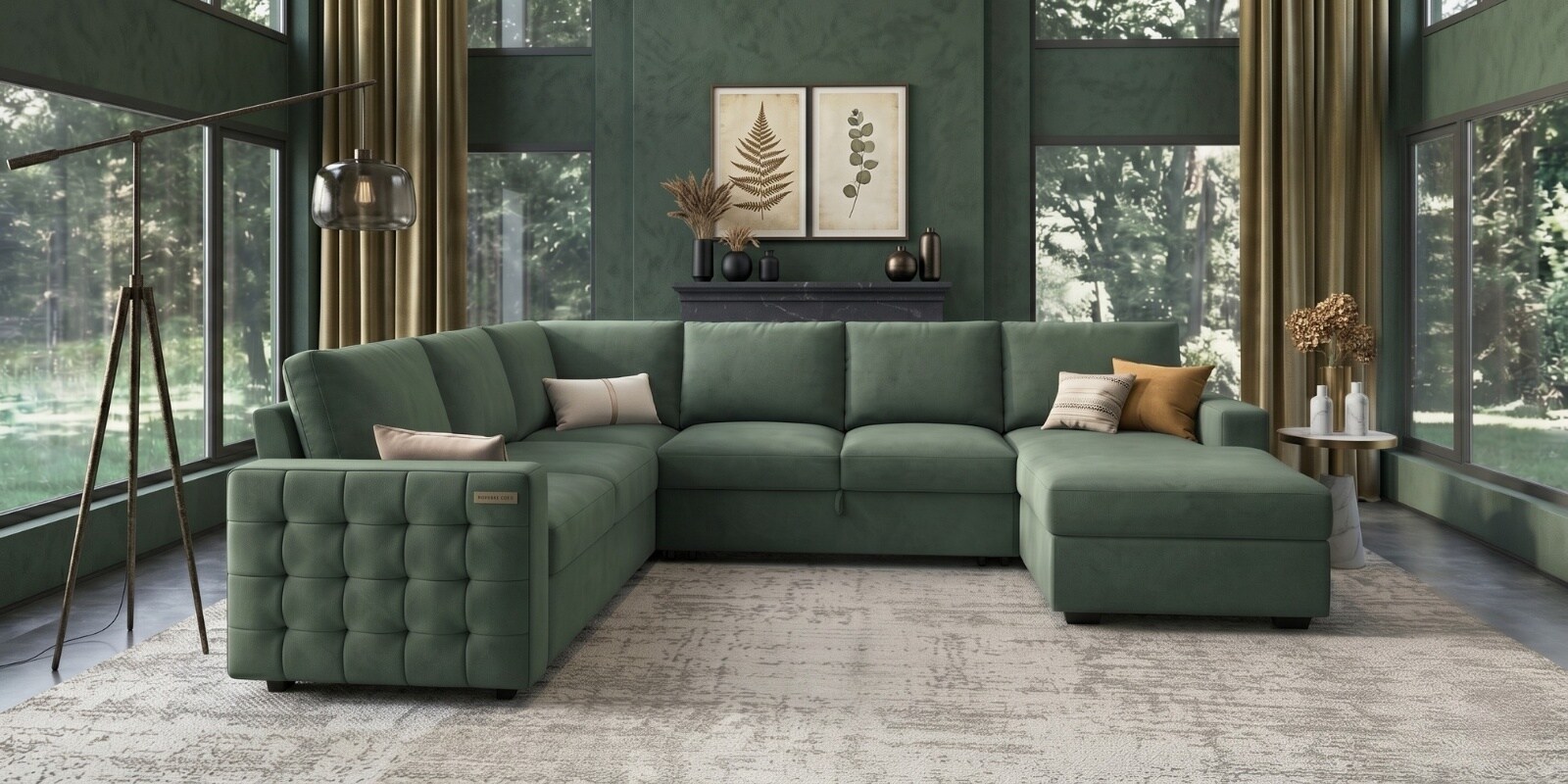 Monaco Grande Sectional Sofa In Frosty Green Color