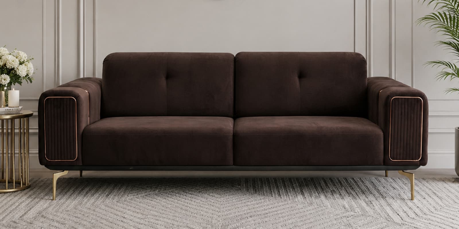 Montana Sal Wood 3 Seater Sofa In Brown Colour