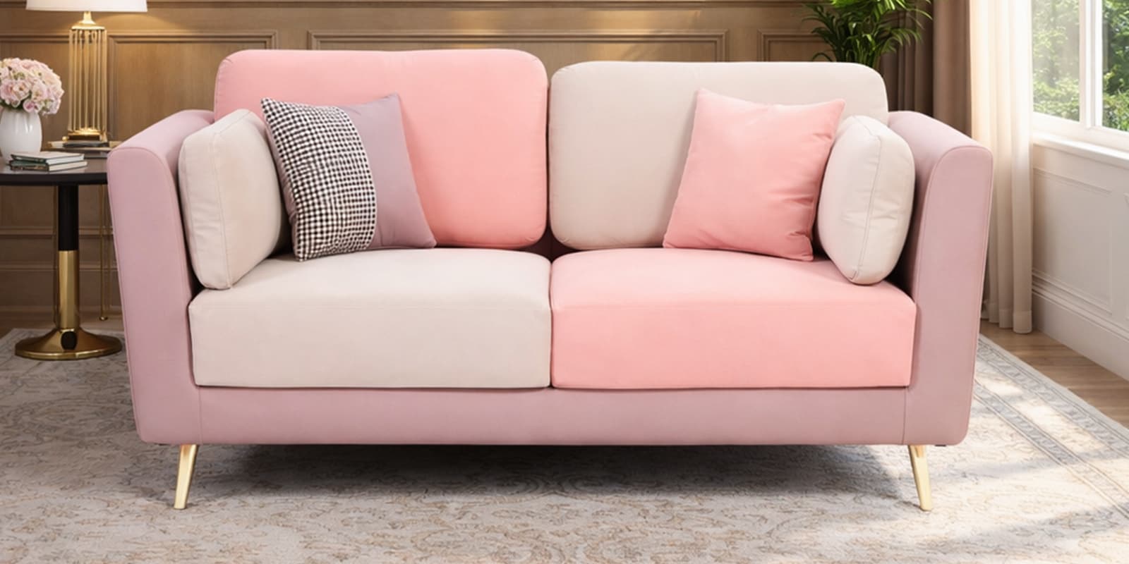 Montez Velvet 2 Seater Sofa in Clay Blush Colour