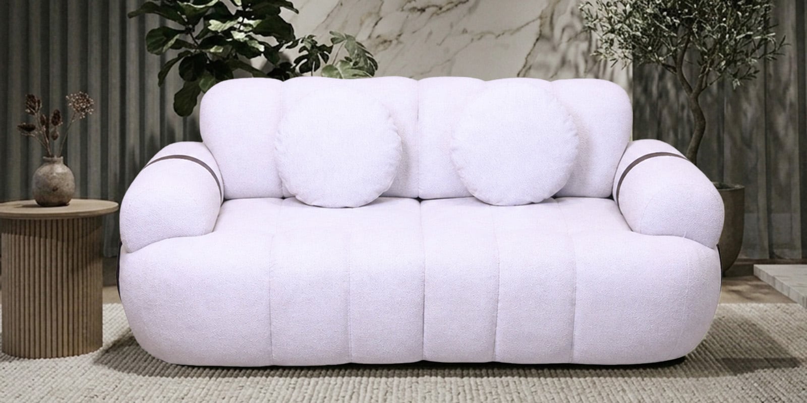 Moss 2 Seater Sofa In White Color