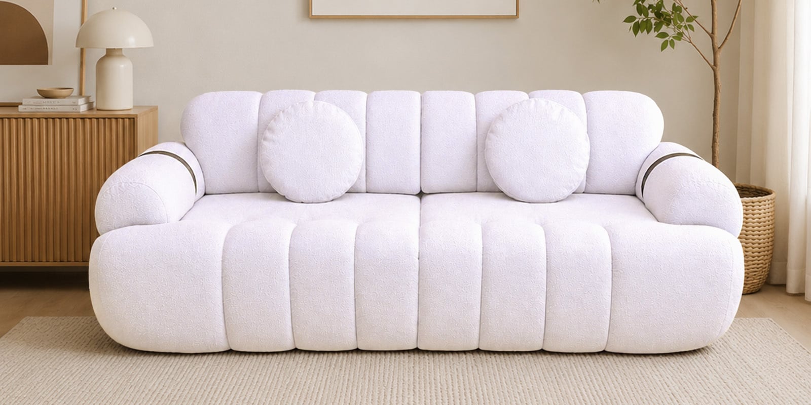 Moss 3 Seater Sofa In White Color