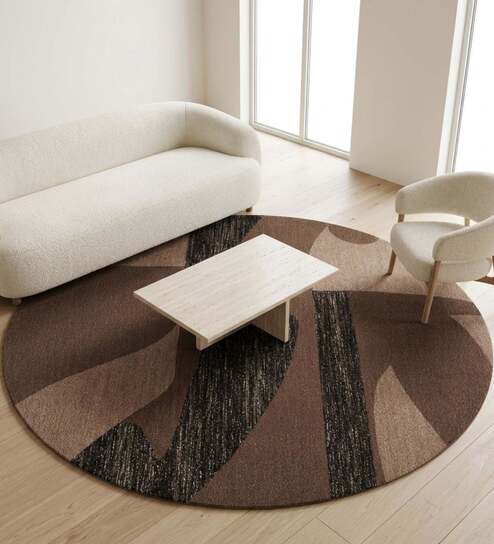 Mocha Brown Natural Wool 6 X 6 Feet Square Carpet-image-25