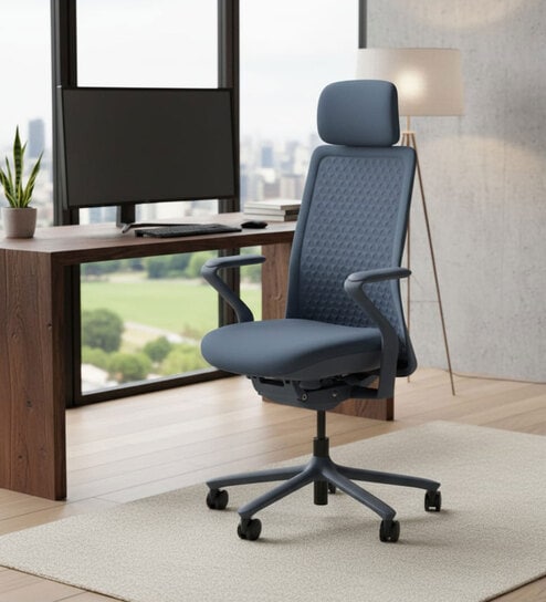 Model 92 Breathable Mesh Executive Chair With Headrest In Ocean Colour
