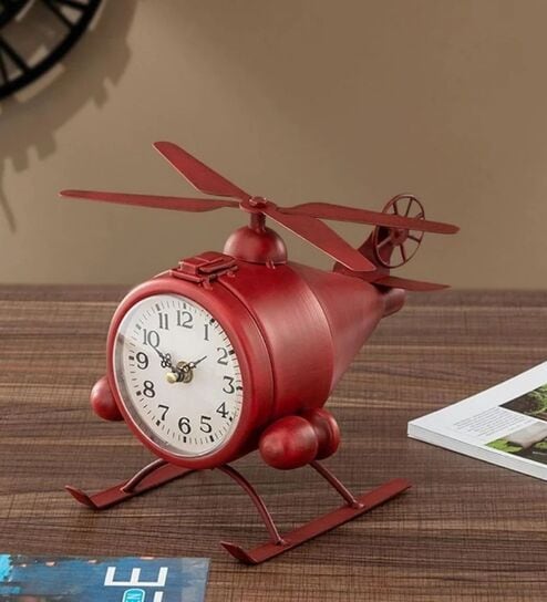 Model Clock Retro Aircraft Design Red