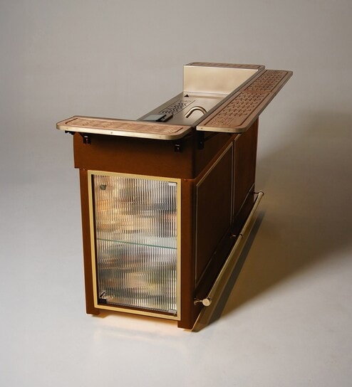 Model X 2.0 Metal Bar Cabinet With Dual Fridge and Wireless Charging Port in Tuscan Finish