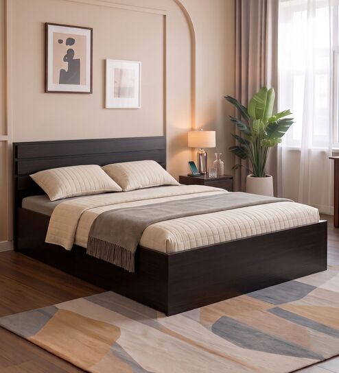 Modern Queen Bed in Wenge and Grey Finish